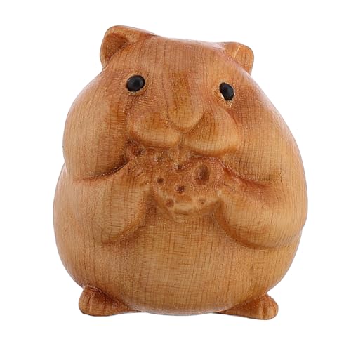OFFIGAM Handgeschnitzte Holzfigur Mini Hamster Dekoration Aus Naturholz Für Tierliebhaber Sammlerstück Für Stilvolle Wohnräume von OFFIGAM