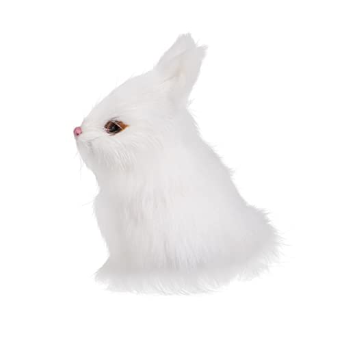 OFFIGAM Mini-Kaninchen kunstpelz hasenfiguren Ostern 0stergeschenke wohnaccessoires Easter Bunny Ostergeschenk für Miniatur-Häschen Simulationshäschen Weiß von OFFIGAM
