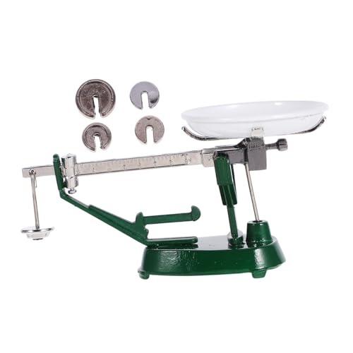 OFFIGAM Mini- Miniaturhausmodelle Miniatur Waage Kleine Waagschalenform Fake-Waage-dekore Retro-Modelle Kleine Waage Winzige Waage Requisite Miniaturhausverzierung Green Eisen von OFFIGAM