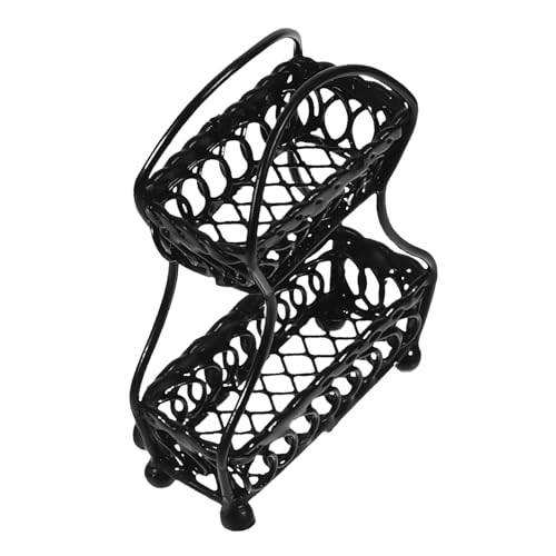 OFFIGAM Mini-Obstkorb Puppenhaus-Miniatur Brotkorb Mini-Gemüsekorb Aufbewahrungskorb aus Weidengeflecht Körbe Mini -Hausdekoration Miniatur-Obstaufbewahrungskorb Mini-Hauskorb Metall Black von OFFIGAM