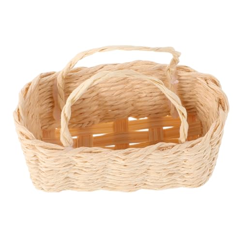 OFFIGAM Handgemachter Rattan Mini Aufbewahrungskorb Kleiner Weidenkorb Griff Für Puppenhaus Zubehör von OFFIGAM