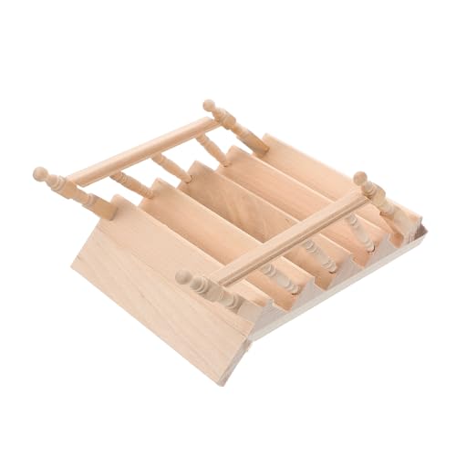 OFFIGAM Mini-kleinmöbeltreppe Puppenstubenmöbel Puppenhauszubehör Und Möbel Treppenminiatur Mini-puppenhausmöbel Puppenhaus Treppe Light Brown Hölzern von OFFIGAM
