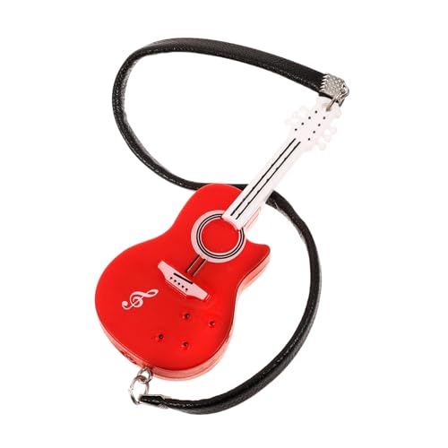 OFFIGAM Miniatur Gitarre Rotes Modell Puppendeko Kleines Musikinstrument Zubehör für Puppenhaus und Kinderzimmer von OFFIGAM