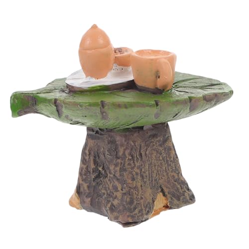 OFFIGAM Miniatur Tea Table Modell Künstliche Teetisch Deko für Garten Mikrolandschaft Farbenfrohes Ornament für Freunde für Geburtstage und Feste von OFFIGAM