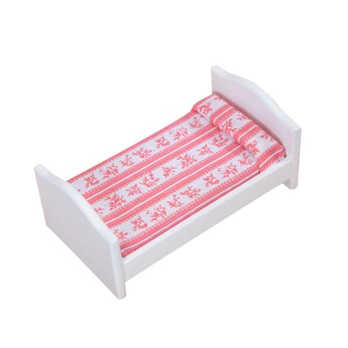 OFFIGAM Minibett Dekoration Schlafzimmer Bedroom Decor puppenstubenmöbel Puppenhausornament Dekorationen Miniatur realistisch Mini-Puppenbett Mini-Hausbettmodell Mini-Schlafzimmermöbel MDF von OFFIGAM