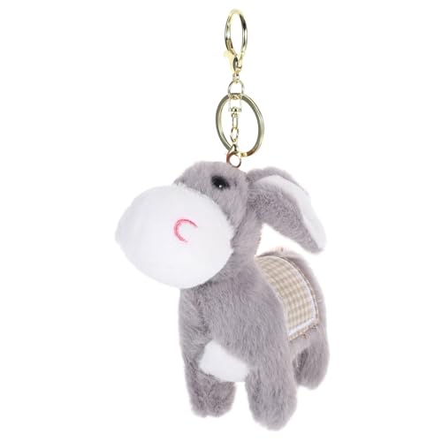 OFFIGAM Niedlicher Schlüsselanhänger Kuscheltier Anhänger Für Taschen Und Rucksäcke Graues Eselchen Mit Goldenem Karabiner Deko Für Erwachsene von OFFIGAM