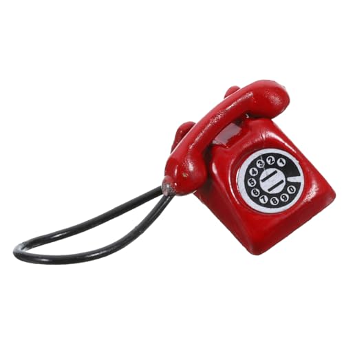 OFFIGAM Puppe Retro Kleines Telefon Telefon-Statue Telefon Kleines Telefonhandwerk Puppe Mini-Telefon Mini-telefondekoration Lustige Gartendeko Eiserne Telefonstatue Eisen Rot von OFFIGAM