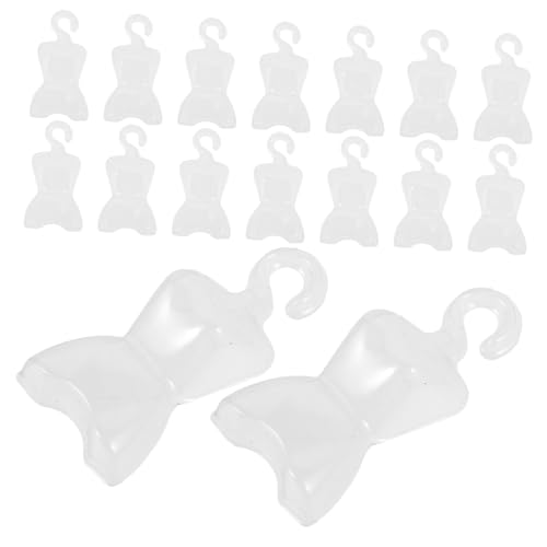 OFFIGAM Puppen-kleiderbügel, 100 Stück, Mini-Display-Rack, Miniatur-Puppen-kleiderständer, Transparent, Puppen-kleiderbügel, Transparente Display-Form, Schaufensterpuppen-Torso-Rack, 11 von OFFIGAM
