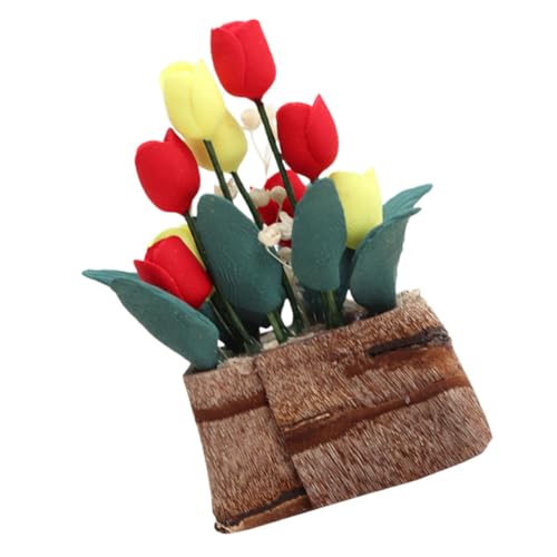 OFFIGAM Puppenhaus Topfpflanze winziges Häuser Fee Zubehör für Babypuppen künstliche Blumen deko Cute deko Tulpenmodell Blumen Handwerk Mini-Hausdekoration Harz Colorful von OFFIGAM