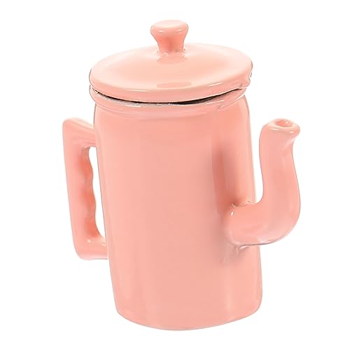OFFIGAM Puppenhaus Wasserkocher Mini-kaffeekanne Mini Puppenhaus Wassertopf Miniatur-wassertopf Aus Metall Mit Deckel Miniatur-kaffeekanne-Requisite Mini-wassertopf Legierung Rosa von OFFIGAM
