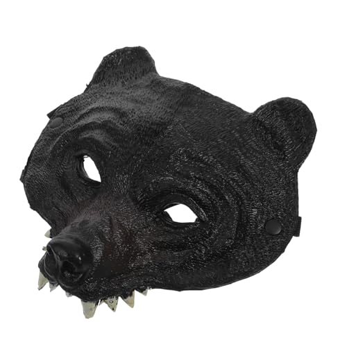 OFFIGAM Schwarze Bärenmaske Aufblasbare Bärenkopfmaske Karnevals Halloween Kostüm Set Bärenkopf Kostüm Halbes Gesicht Bärenmaske Partymaske Lustige Masken Für Maskerade Bärenmaske von OFFIGAM