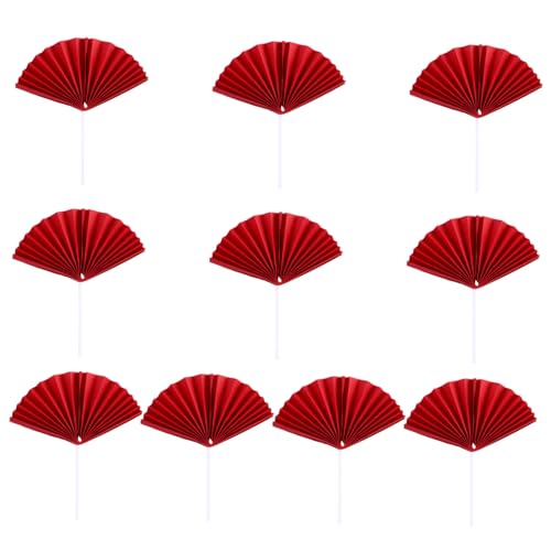 OFFIGAM Teiliges Rote Fächer Cake Toppers für Geburtstagsfeiern Dekorative Tortendeko Fan Förmige Cake Picks für Partys und Besondere Anlässe von OFFIGAM