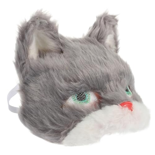 OFFIGAM plüschige Katzenmaske Cosplay-Maske Erwachsene Party Maskerade-Maske Masse Kostüm halloween masken halloweenmaske graue masken tiermasken Dekorationen Katzenfrauenmaske PVC Grey von OFFIGAM