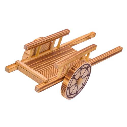 OFFIGAM Miniatur-schubkarre Für Jungen Und Mädchen Gartenwagen Modell Holzauto Simulationsdekor Für Den Miniaturgarten von OFFIGAM