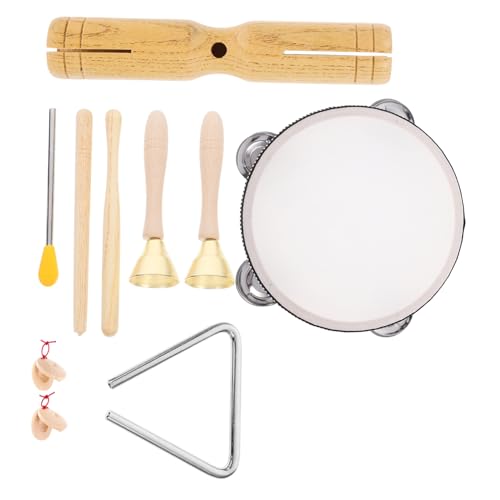 OFFSCH 1 Satz Holz Musik holzspielzeug Kinderinstrumente Musikspielzeug Set Rhythmus Tamburin für Instrumente für im Alter von 5-9 Jahren Beige von OFFSCH