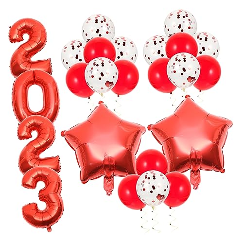 OFFSCH 1 Set 2023 Aluminiumfolienballons Folienballons Nummer Partyzubehör Dekorationen Partygeschenke Ballon Requisite 2023 Duschballon Partydekoration Emulsion Rot von OFFSCH