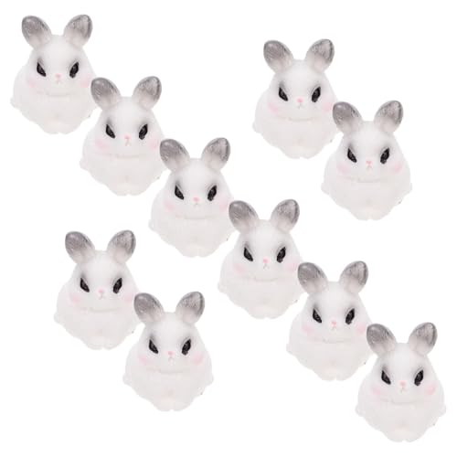 OFFSCH 10 Stück Cartoon -kaninchen -ornamente Miniaturfiguren Miniatur -kaninchenfiguren Desktop-kaninchen- Häschen-statue Kaninchen Im Häschen Kuchen Topper Hase Grau Harz von OFFSCH