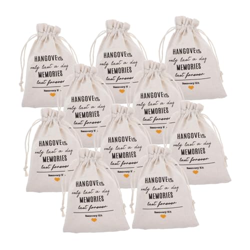 OFFSCH 10 Stück Weiße Kordelzugbeutel aus Elegante Geschenktüten für Junggesellinnenabschiede und Hochzeitsfeiern Stabile Partytüten als Praktisches Hochzeit Notfallset und Dekorative von OFFSCH