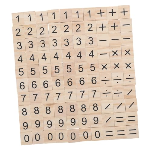 OFFSCH 100 Stück Holz Zahlenwürfel mit Zahlen und Symbolen DIY Bastel Holzklötze für Mathe Lernspiel Kreative Montessori Zählblöcke Handliche Holzwürfel für Frühkindliche von OFFSCH