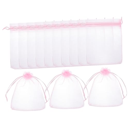 OFFSCH 100 Stück Kleine Geschenktüten mit Kordelzug Transparente Netzbeutel Wiederverwendbare Schmuck Bonbontaschen für Taufe Babyparty Hochzeit Party und Weihnachten von OFFSCH