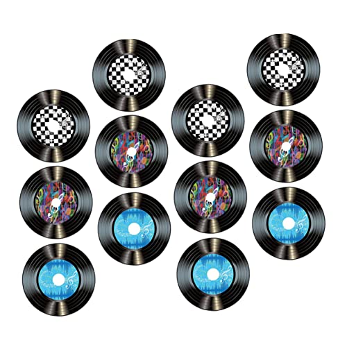 OFFSCH 12 Stück Vinyl Schallplatten Wanddekoration Retro Wanddeko für Bar und Zuhause Doppelseitige Klebesticker für Ästhetische Raumgestaltung und Nostalgische von OFFSCH
