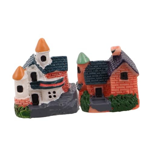 OFFSCH 2 Stück Miniatur Resin Villen Figuren Chinesische Miniaturhäuser Detailreiche Mini-dorfhäuser für Sukkulenten Kleine-landschaftsdekoration Platzsparend für Töpfe Terrarien von OFFSCH