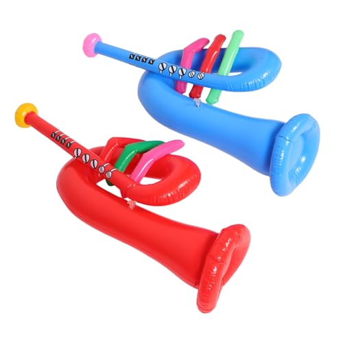 OFFSCH 2 Stück Teiliges Aufblasbares Trompeten Wiederverwendbares PVC Musikinstrument Buntes Party deko Element Leicht Aufblasbar für Bühnenauftritte Geburtstagsfeiern und Foto von OFFSCH