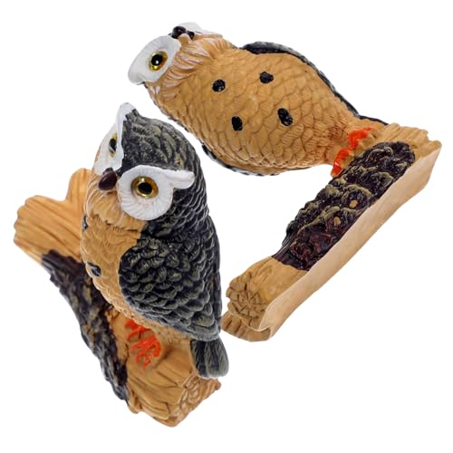 OFFSCH 2 Stück Teiliges Mini Eulenmodell aus Robustem Detailreiche Tierfigur für Gartendeko Kindgerechtes Platzsparend für Schreibtisch und Kleine Räume Leicht Tragbar und von OFFSCH