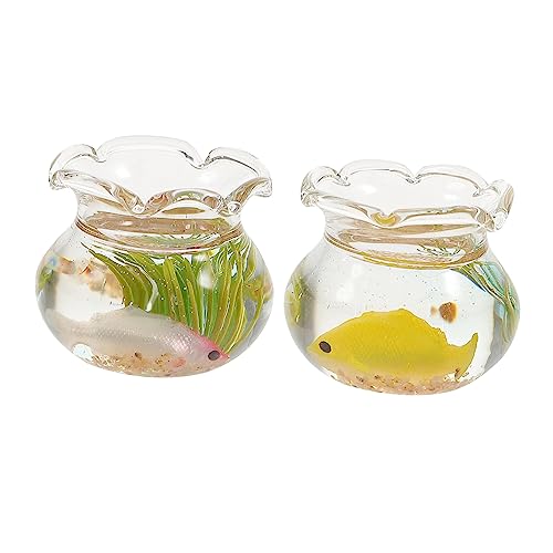 OFFSCH 2St Mini-Glas-Koi Dekoration für Aquarien und Terrarien winzige Figur Modelle Wohnkultur Miniatur Fischglas Puppenspielzeug Esstisch Zubehör gefälschter Fisch von OFFSCH