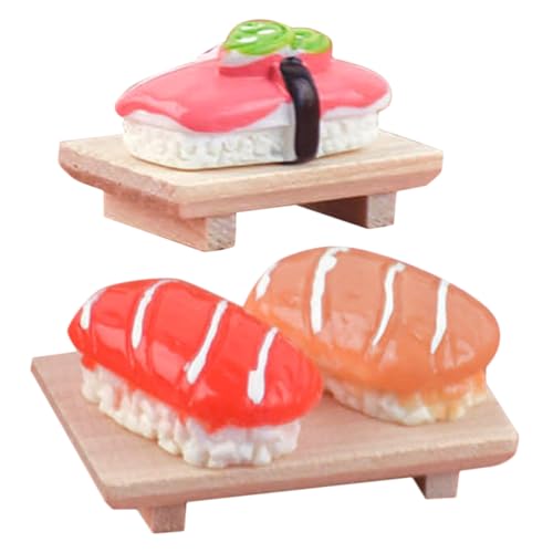 2st Puppenhaus-simulations-holzteller-Ornamente-Sushi-DIY-Set Mini-Essen Künstliches Sushi-Sashimi-Modell Gefälscht Falsches Essen Puppenhaus Lebensmittelmodell Klein Sushi-Platte von OFFSCH