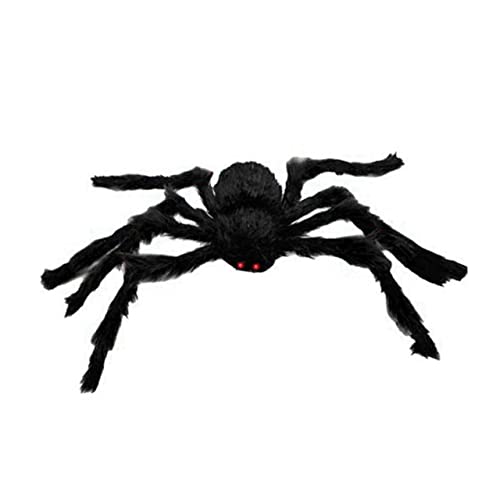 OFFSCH 2St riesiges Schwarz gruselige Spinne Halloween Party Halloween Scherzartikel Spielzeuge Ornament Plüschspinne Gruselige Halloween-Party-Dekoration Riese Dekorationen Spinnennetz von OFFSCH