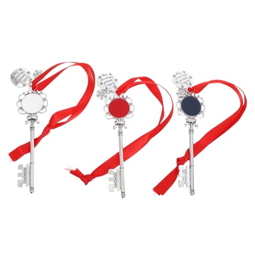 OFFSCH 3 Stück Weihnachtsschmuck Schlüsselanhänger Weihnachtsschlüssel Weihnachtsbaumschmuck Tags Party Weihnachtsdekorationen Schlüssel Hängendes Ornament Schlüsseldekor Zinklegierung von OFFSCH