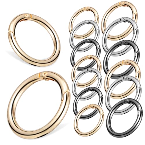 OFFSCH 30 Stück Teiliges Runde Metall Karabinerclips für Taschenriemen Schlüsselanhänger DIY Basteln Federverschluss in Gold Schwarz Silber Vielseitig Einsetzbar als Gurt und von OFFSCH