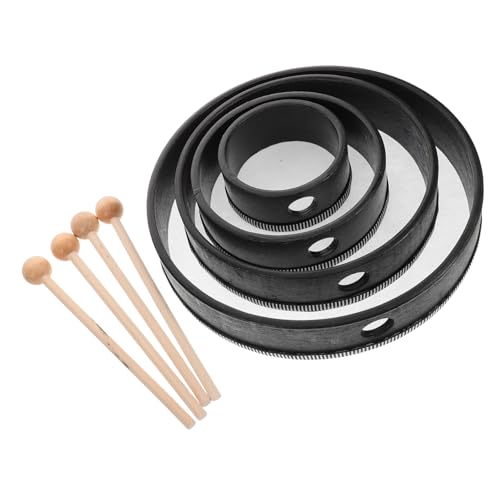 OFFSCH 4 Sets Kinder Holzhand Drum Musical Maracas Percussion Instrument Tamburin Handheld -trommeln Für Kleinkinder -sensorische Spiele Interactive Sound Exploration von OFFSCH