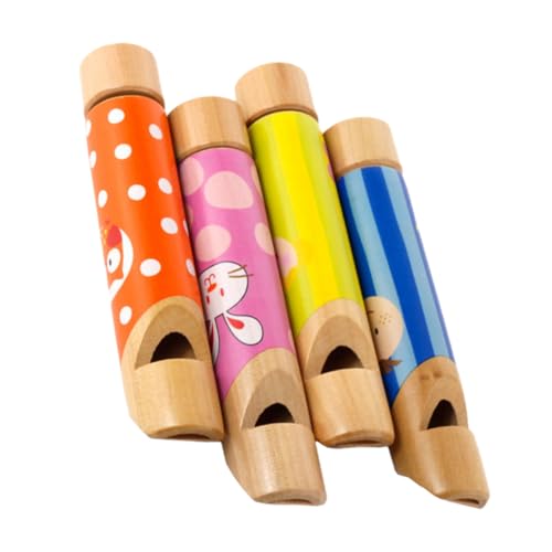 OFFSCH 4 Stück Teiliges Holzpfeifen Pädagogische Holzflöte mit Zugfunktion Glatte Oberfläche Sicher für Junge Mädchen als Musikinstrument und Lernhilfe Zufällige Farbe Zufällige Farbe von OFFSCH
