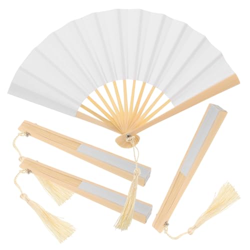 OFFSCH 4 Stück Teiliges Mini Papierfächer Tragbare Kleine Faltbare Handfächer für Puppen DIY Blanko Fächer Chinesischer Stil Pocketgroß als Partydeko und Puppenzubehör von OFFSCH