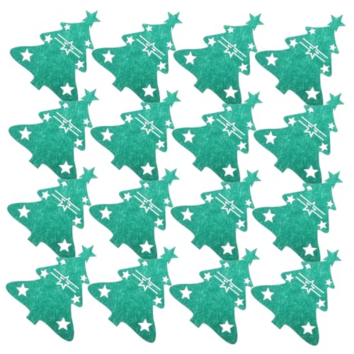 OFFSCH 48 Stück Teiliges Weihnachtsbesteckhalter- Grüne Filz-Gabel Löffeltaschen in Weihnachtsbaumform Praktische Tischdekoration für Festliche Familienfeiern und Große Zusammenkünfte von OFFSCH