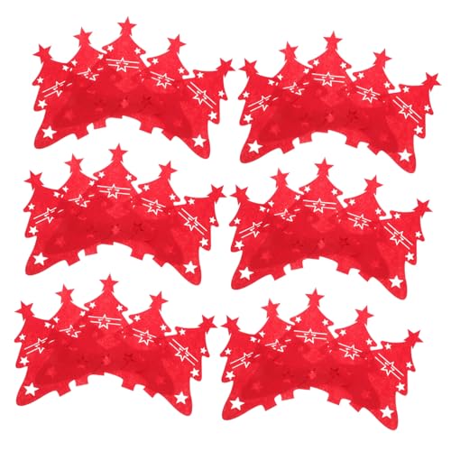 OFFSCH 48 Stück Teiliges Weihnachtsbesteckset Filz Bestecktaschen Weihnachtsbaumform Rot Tischdeko für Festessen Familienfeiern Praktische Besteckaufbewahrung Gabel Löffel Organizer von OFFSCH