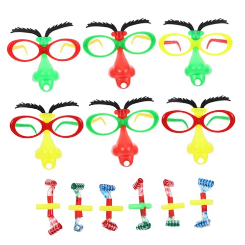 OFFSCH 6 Stück Lustige Brille Verkleidung Karikatur Gruselig Party Sonnenbrille Verrückt Led Halloween-brille Dekoration Vorgeben Gläser Kind Karnevalsclownnase Kreativ Kostüm Baumwolle von OFFSCH