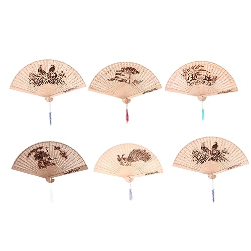 OFFSCH 6 Stück Teiliges Dekorative Chinesische Holz Handfächer Filigrane Offene Fächer für Hochzeiten Partys Geschenke und Traditionelle Dekorationen OFFSCH 6 Stück Teiliges Dekorative Chinesische Holz Handfächer Filigrane Offene Fächer für Hochzeiten Partys Geschenke und Traditionelle Dekorationen von OFFSCH