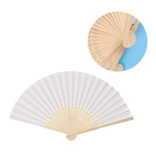 OFFSCH 6 Stück Weiße Faltbare Handfächer Blanko Chinesische Fächer zum Bemalen DIY Geschenk Party Dekoration von OFFSCH