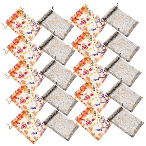 OFFSCH 60stücke Halloween Party Favor Beutel Mit Kordelzug Spinne Kürbis Organza Süßigkeiten Beutel Für Snacks Leckereien von OFFSCH