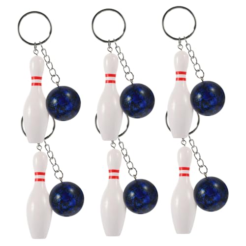 OFFSCH 6St Bowling-Schlüsselanhänger Bowling-Partygeschenke für Kinder Rucksackanhänger Kinder Geldbörse Schlüsselbund Bowling-Pin-Schlüsselanhänger Handtaschen-Anhänger-Charms Sport 3d von OFFSCH