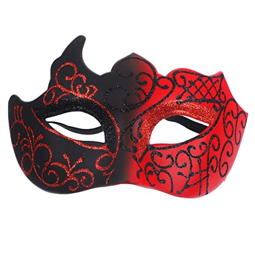 Halbgesichts-flammenmaske Venezianische Masken Karnevalsmasken Venezianische Maskerademaske Damenmasken Karneval-kostüm. Weihnachtsmaske Goldpulver Venedig Rot Plastik von OFFSCH