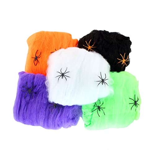 OFFSCH Halloween Spinnennetze grün grünes Dekor Halloween-Gurtband gruseliges Spinnennetz Halloween-Dekorationen Spinnweben aus Baumwolle bilden Kleidung Spinne Baumwolle schmücken von OFFSCH
