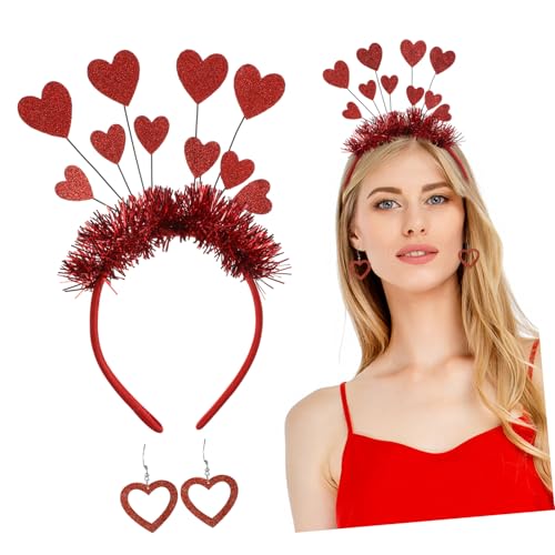 OFFSCH Herz Stirnband Mit Herz Ohrringen Valentinstag Kostüm Zubehör Party Dekorationen Für Damen Amor Kostüm Cosplay Accessoires Valentinstags Accessoires von OFFSCH