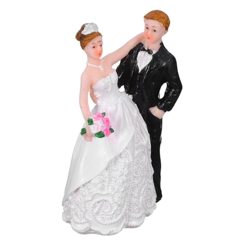OFFSCH Hochwertige Hochzeitstortenfigur Braut Bräutigam Resin Statue Romantische Hochzeitspaar Dekoration für Jubiläum Brautparty Tischornament von OFFSCH