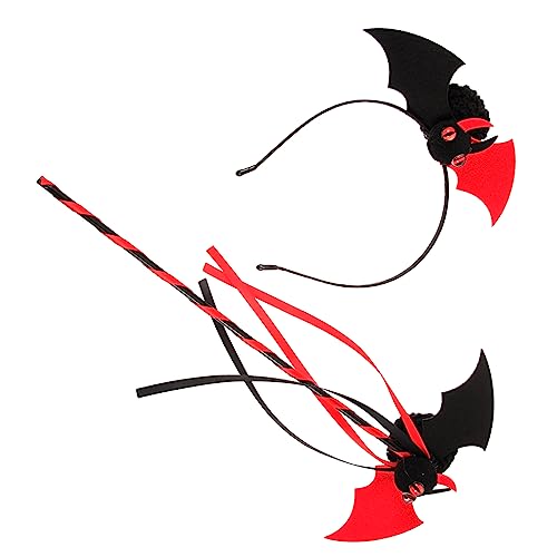 OFFSCH Satz Mit Fledermaus-stirnband Und Stab Halloween Cosplay Haarband Party Zubehör Requisite Dekoration Schwarz von OFFSCH