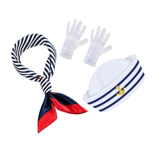 OFFSCH Yacht Captain Kostümset mit Gestreifter Mütze Seemannsschal und Handschuhen Atmungsaktiv und Leicht Für Damen Herren Kostüm Party Cosplay Feiertage OFFSCH Yacht Captain Kostümset mit Gestreifter Mütze Seemannsschal und Handschuhen Atmungsaktiv und Leicht Für Damen Herren Kostüm Party Cosplay Feiertage von OFFSCH