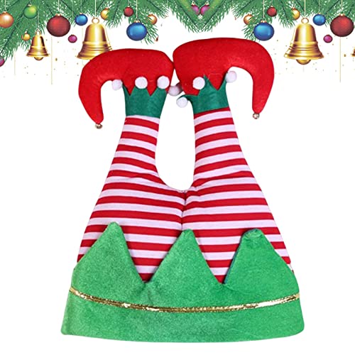 OFFSUM Filz Weihnachten | Schöner Filz Elf Elf Red Pants Stripes Legs Hat | Lustige Weihnachtsmützen für Kinder von Erwachsenen für die Gunst Winter Partei, Weihnachtsdekorationen, Cipliko Zubehör von OFFSUM